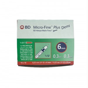 Шприцы инсулиновые Micro-fine Plus Demi U-100/0,3мл (31G) 0,25ммх6мм, 100 шт