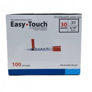 Инсулиновые шприцы Easy Touch insyline syringe 30 Gauge 5/16"