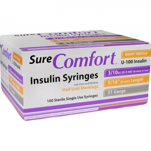 Инсулиновые шприцы Sure Comfort 31 Gauge, 0,3мл, 5/16 (8мм)
